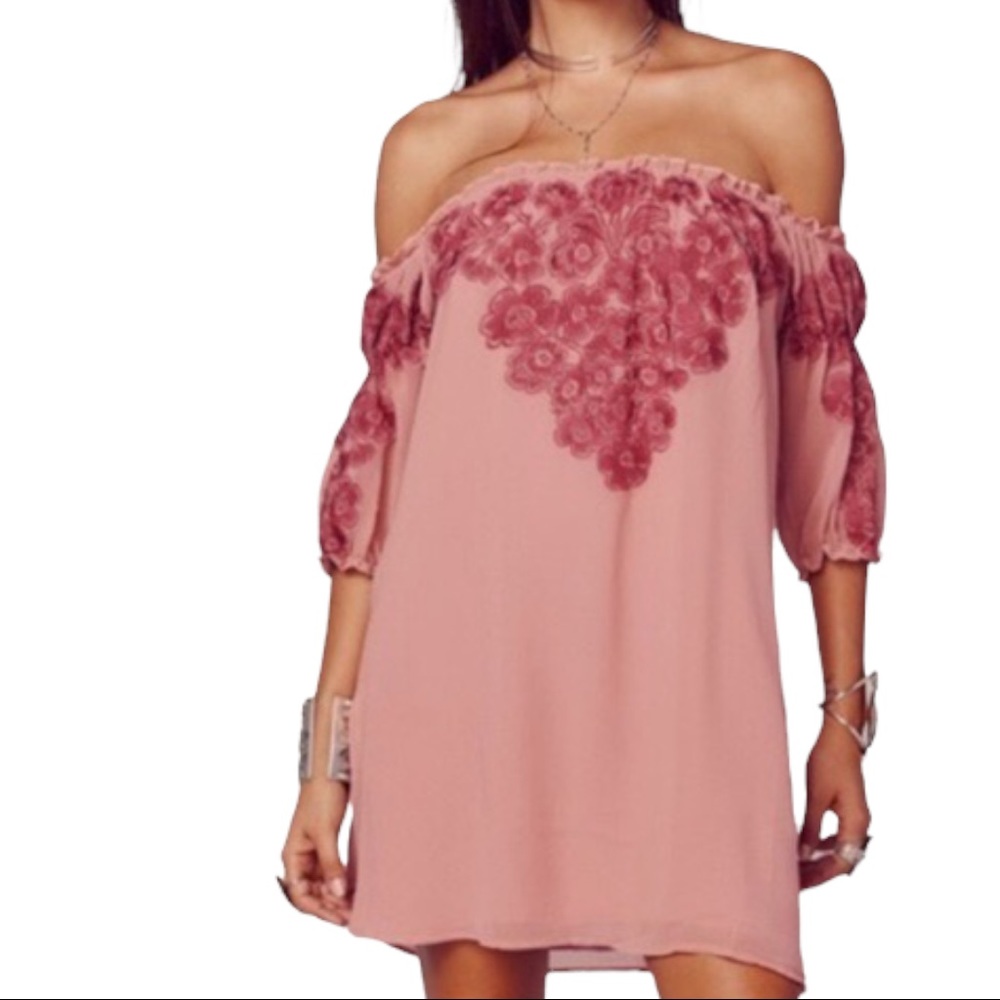 For Love and Lemons Pink Off-the-Shoulder Sicily dress
